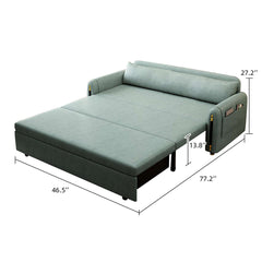 Green Convertible Sofa Bed Comfortable Cushion Seat with Storage Pocket