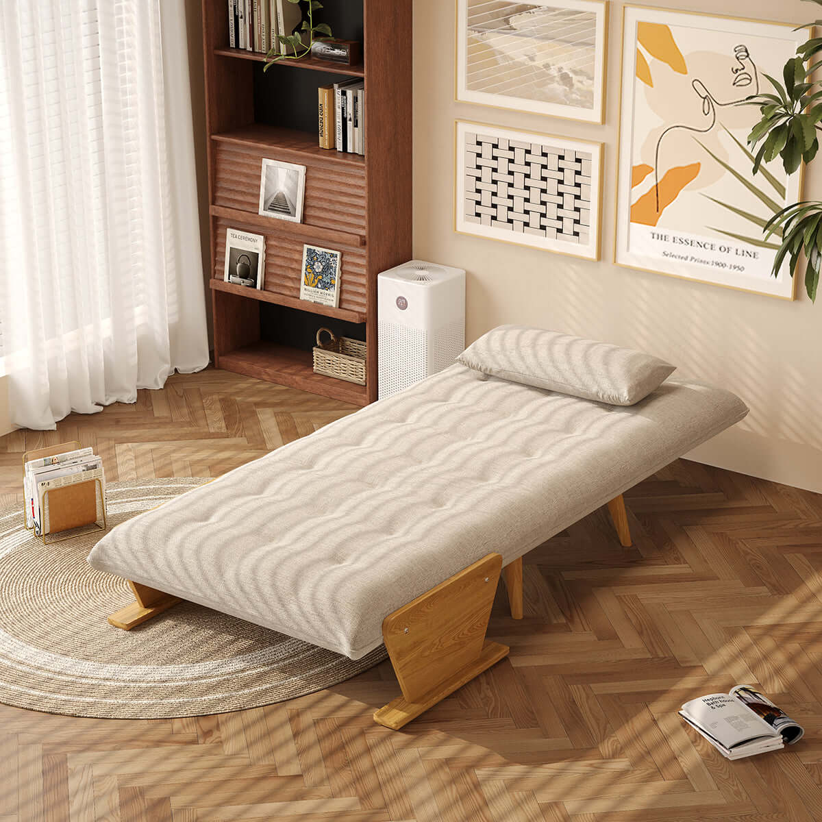 3-in-1 folding sofa chair bed with armrests, available in three sizes for versatile seating and sleeping