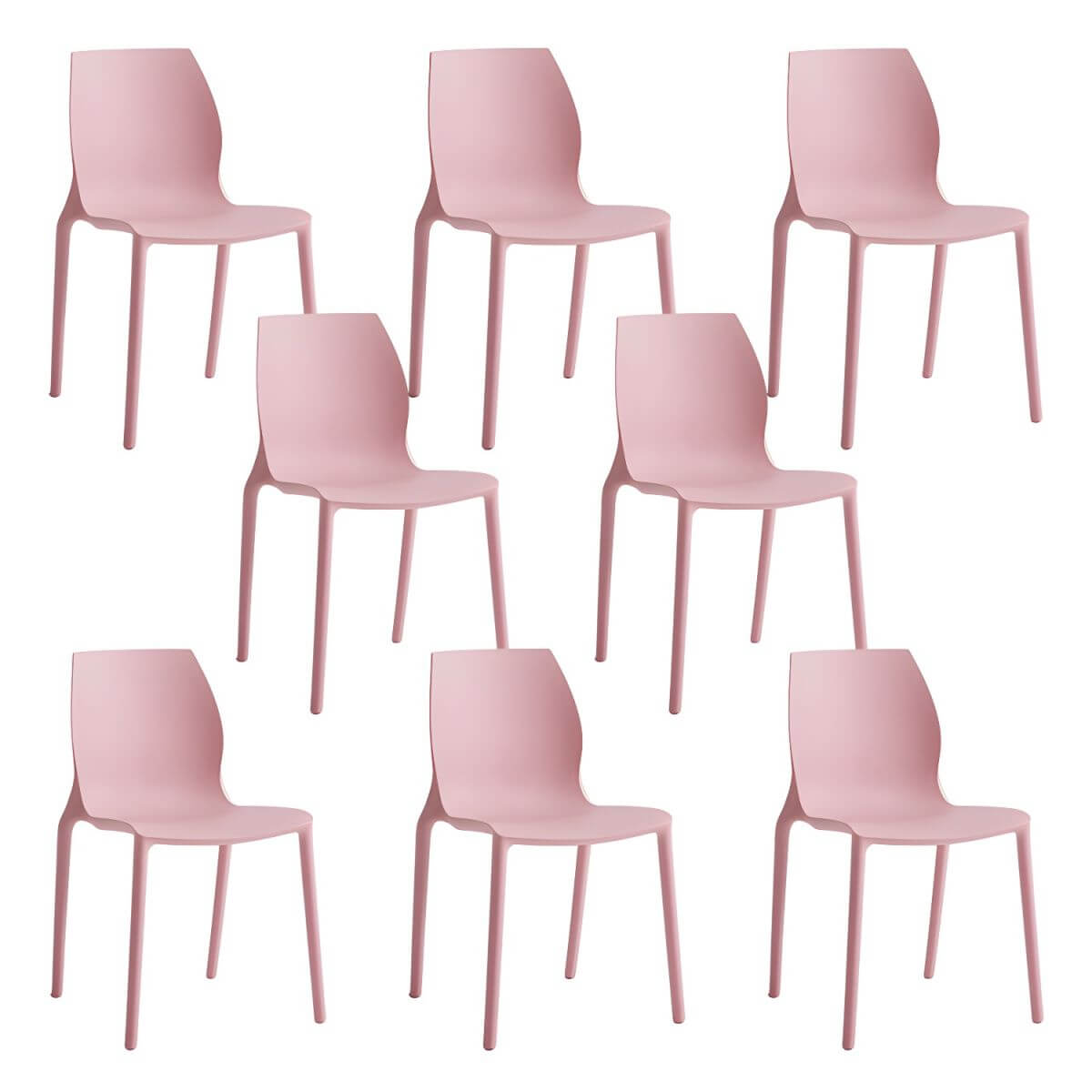 Stackable modern Scandinavian plastic and acrylic chair for kitchen and dining use