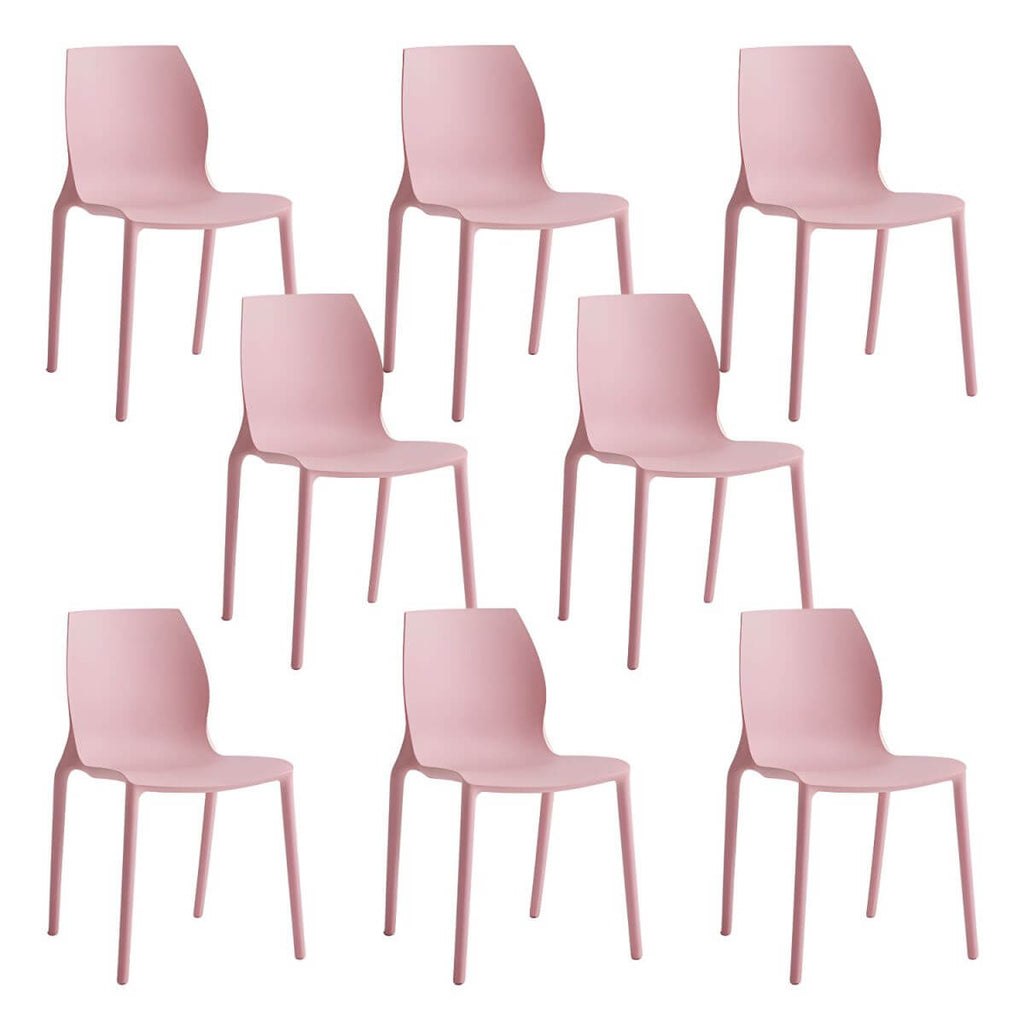 Stackable modern Scandinavian plastic and acrylic chair for kitchen and dining use