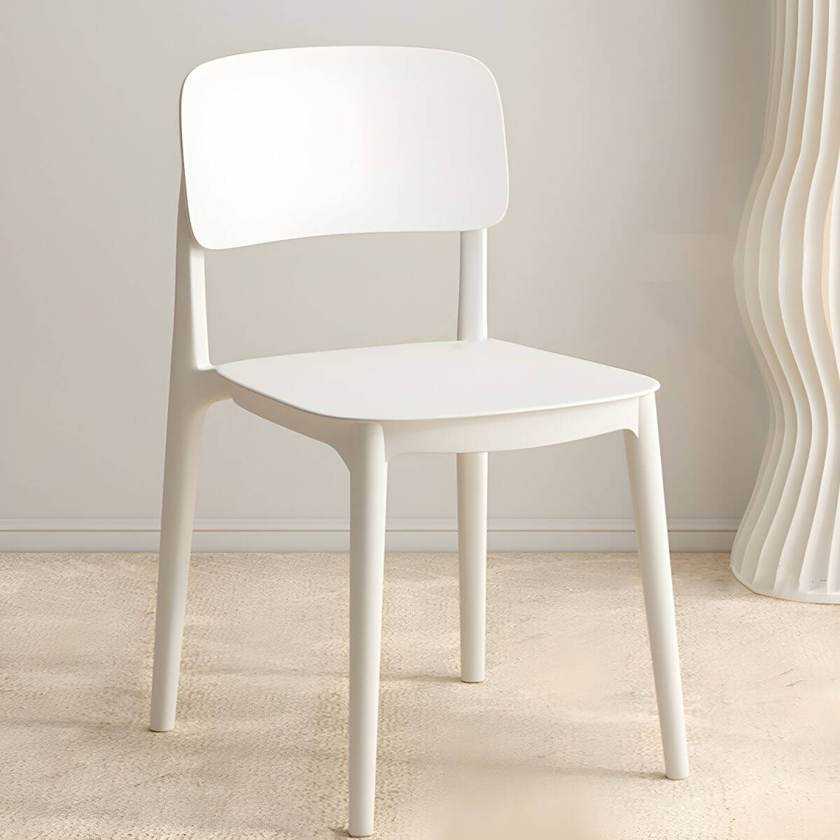 Scandinavian style stackable plastic and acrylic side chair for kitchen and dining