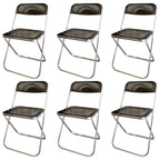 Contemporary acrylic folding armless chair with open back, ideal for dining rooms