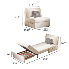 Single Seat Pullout Sofa Bed with Side Pockets