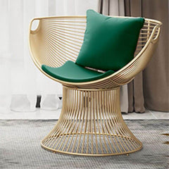 Glamorous Solid Color Papasan Chair with Fixed Back, Armrest, and Pillow Accent Chairs