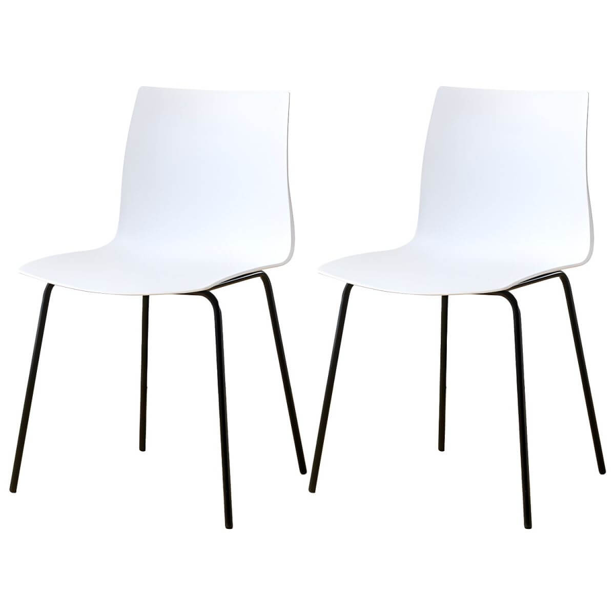Modern plastic and acrylic side chair with metal legs, ideal for kitchen and dining rooms