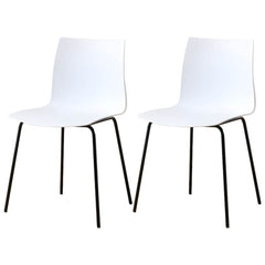 Modern Plastic & Acrylic Side Chair for Kitchen & Dining with Metal Legs Dining Chairs