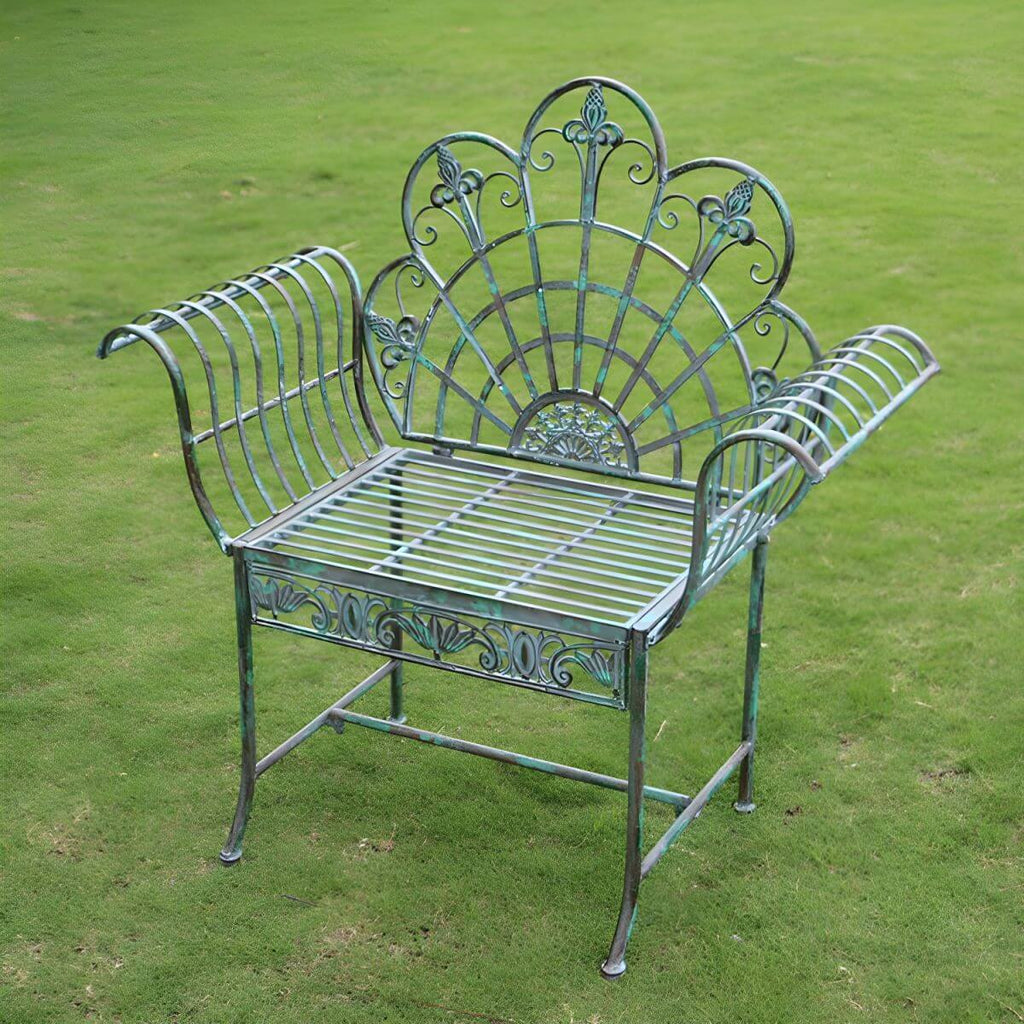Green metal outdoor dining chair with classic style and water-resistant finish