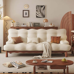 Modern Romantic Convertible Sleeper Beige Sofa Bed