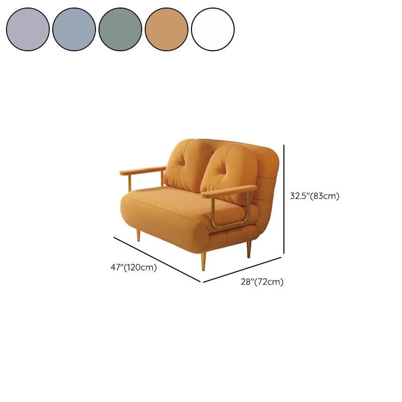 Convertible sofa sleeper with tufted back and polyester fiber upholstery