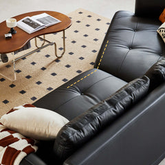 Leather Curved Couch French Vintage Luxury Corner Sofa