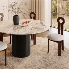 Chic Round Terrazzo Dining Table – Durable Design for Home Gatherings