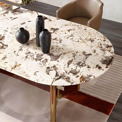 Traditional Luxury Dining Table Marble Oval Dining Table for Home Dining Tables