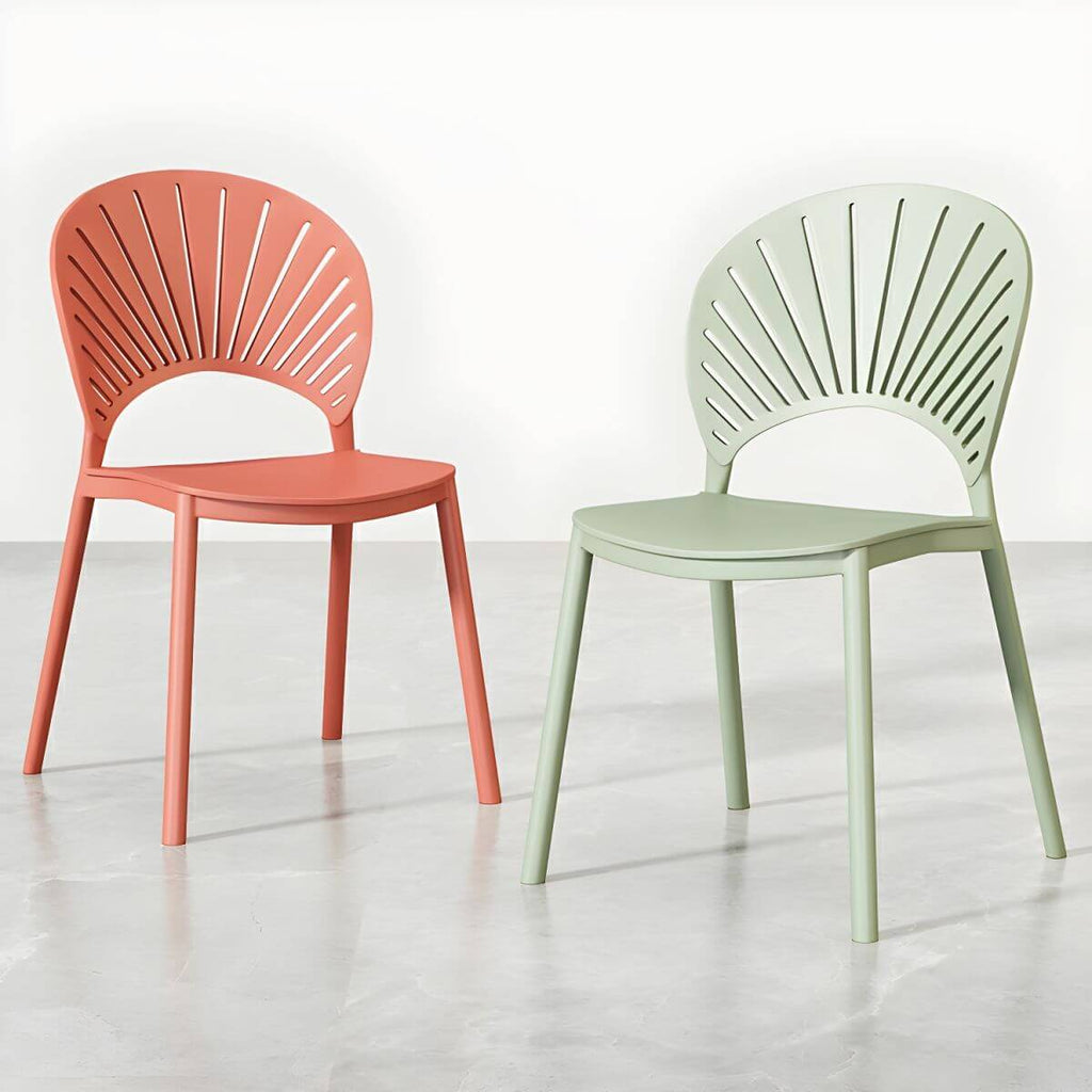 Scandinavian style plastic and acrylic side chair with low back for kitchen and dining
