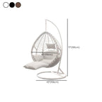 Metal upholstered porch swing egg chair with stand and chain, seating for two in cocoa and cream colors