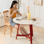 Modern terrazzo dining table with sleek design, perfect for cozy meals and home office use