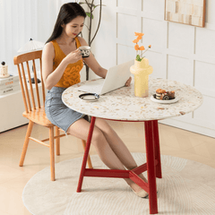 Sleek Modern Terrazzo Dining Table - Ideal for Cozy Meals & Home Office