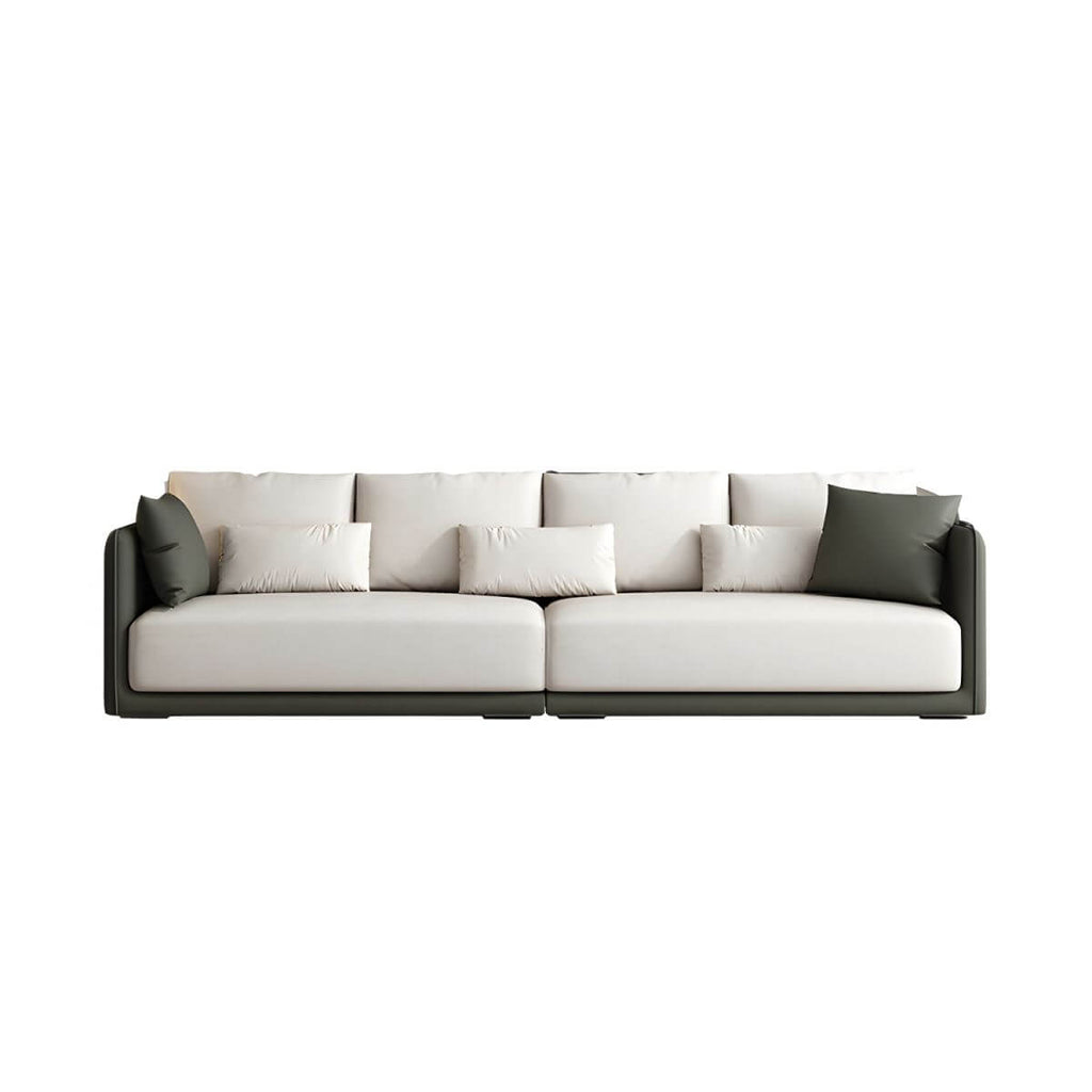 Modern 35-inch polyester sofa with square arms and bolster pillows for living room seating