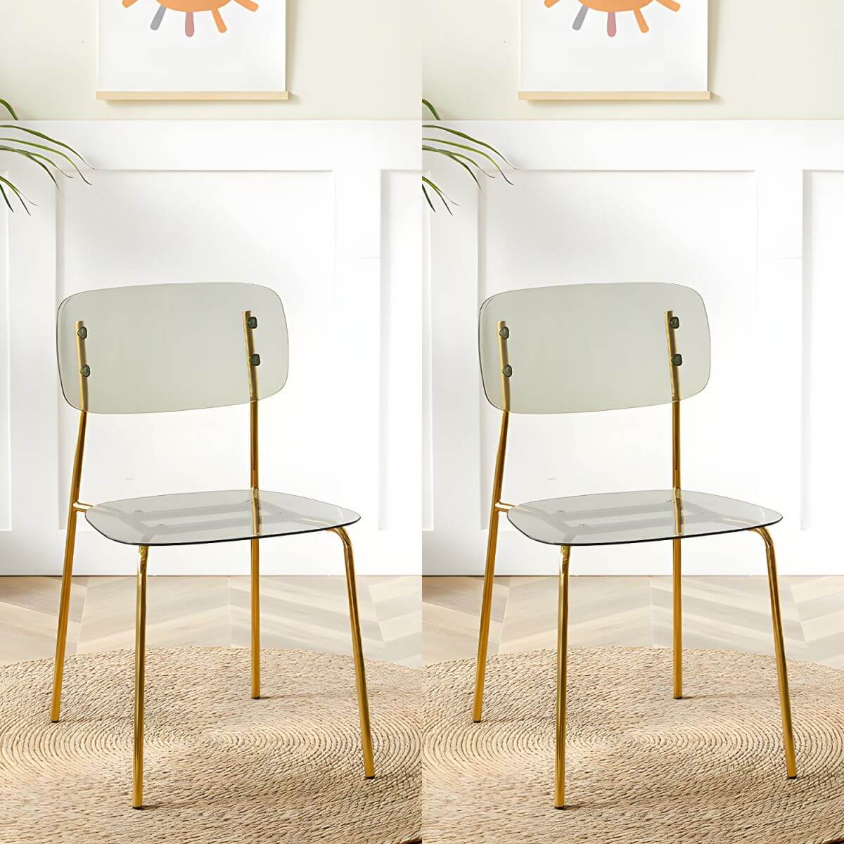 Transparent acrylic dining chair with modern design, perfect for living room and kitchen seating