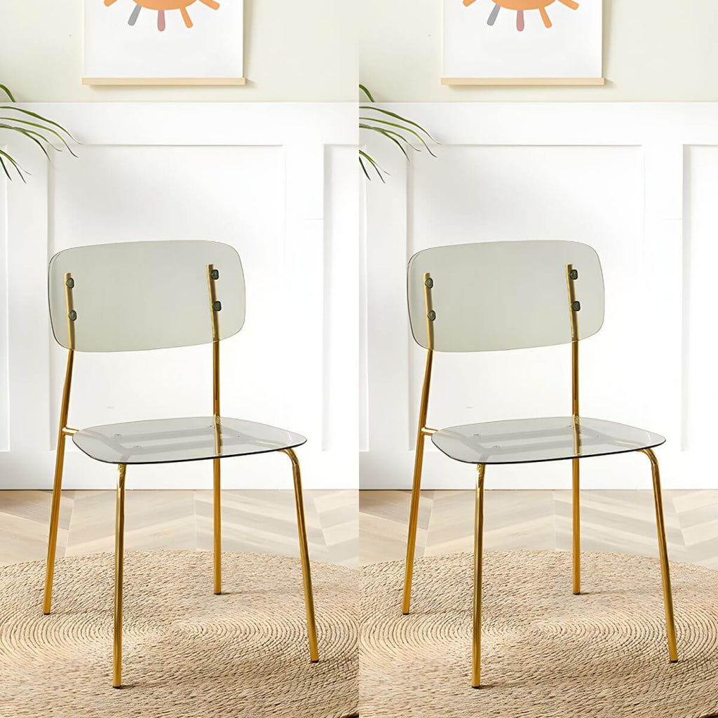Transparent acrylic dining chair with modern design, perfect for living room and kitchen seating