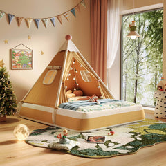 Lit Tente Rembourré pour Enfants à Thème Noël – Espace de Jeu et de Repos Sécurisé et Festif
