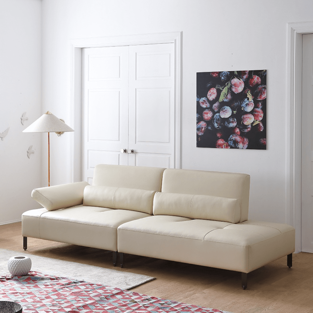 Cream white ergonomic sofa with transformable comfort and contemporary design