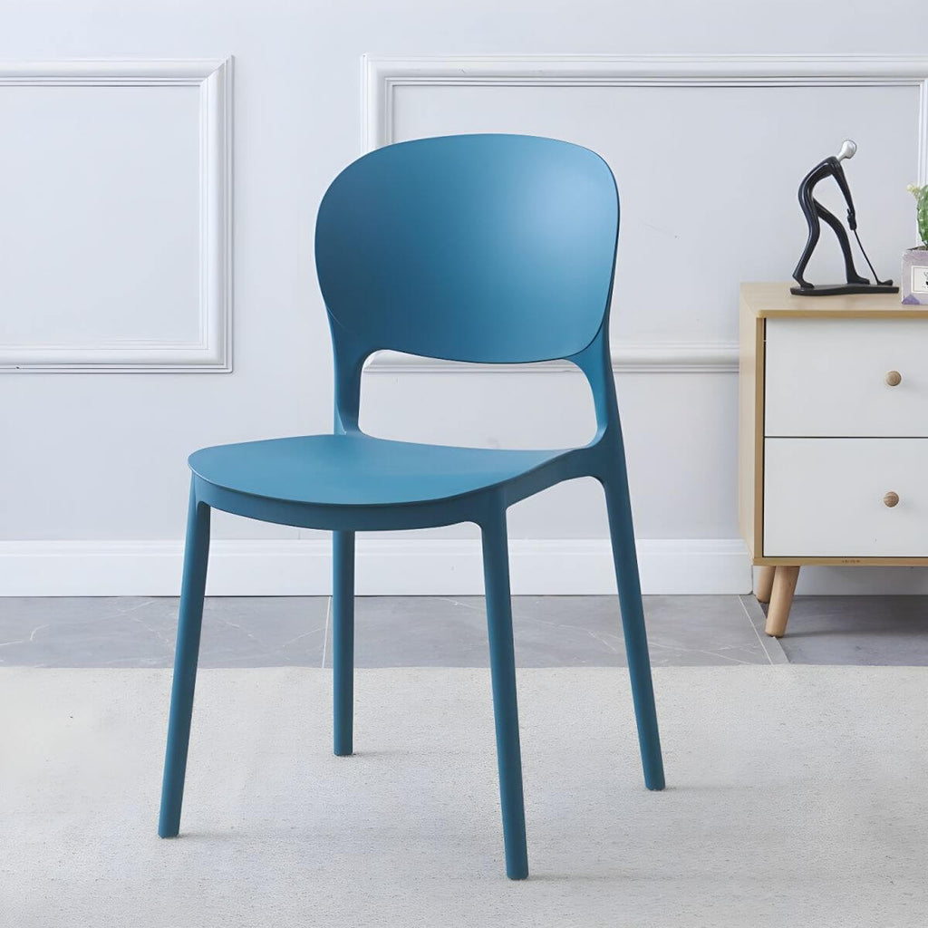 Scandinavian style stackable plastic and acrylic dining side chair for kitchen and dining
