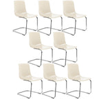 Scandinavian style plastic and acrylic dining side chair with silver legs, non-upholstered design