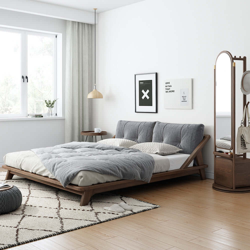 Double bed made of solid wood with tatami design for a natural and sturdy sleeping experience