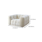 White fabric tuxedo arm sofa with biscuit back, 27.55 inches tall