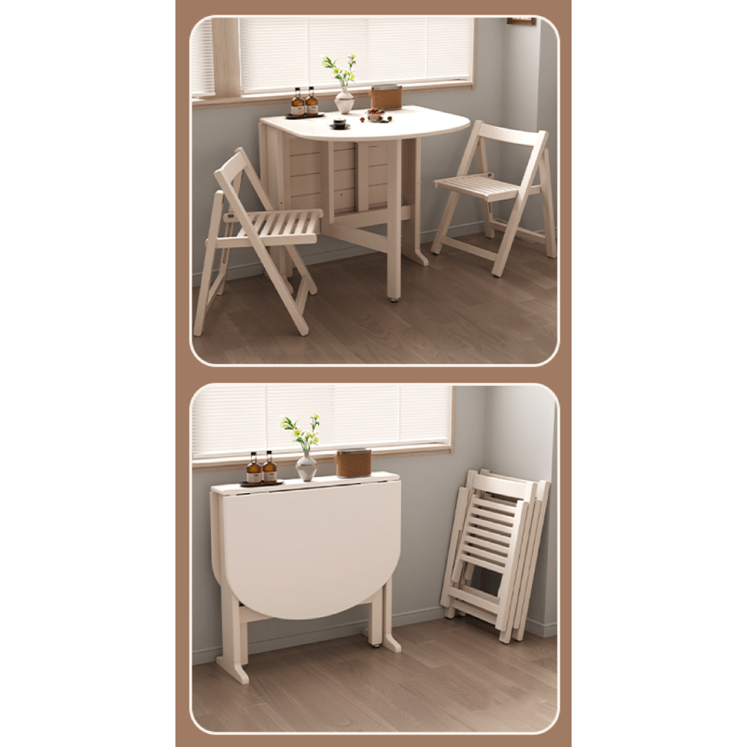 Wooden round folding table ideal for versatile home use and easy storage