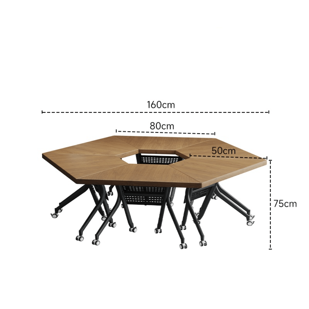 Portable conference table with 360-degree silent wheels for dynamic work environments