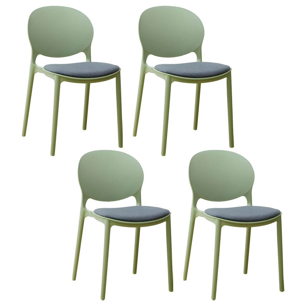 Scandinavian plastic dining chair with open back and four legs, ideal for home use