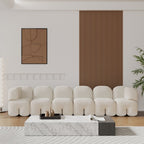 Modern white upholstered velvet floor couch, 4-seater sofa for living room seating