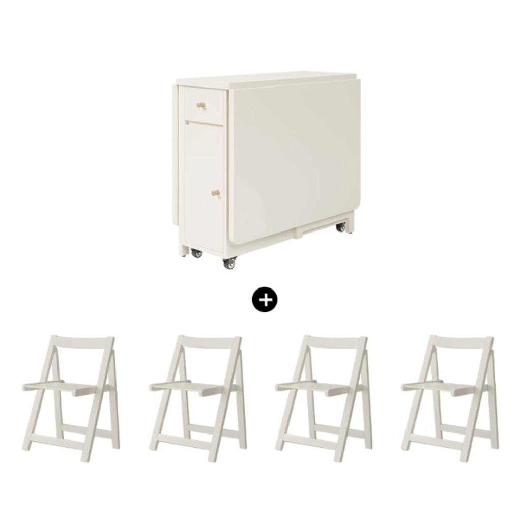 Expandable modern minimalist dining table set with chairs for stylish, space-saving meals