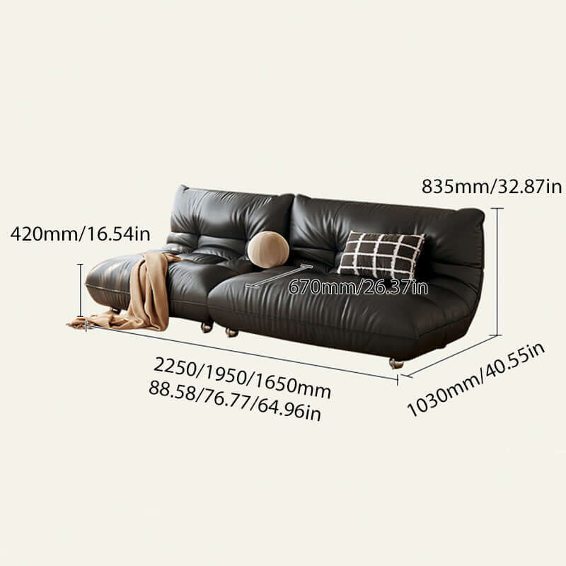 Togo style leather sleeper sofa bed without arms, perfect for compact living spaces