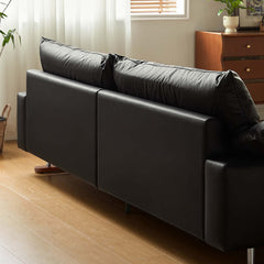 86.61" Faux Leather Sofa Vintage Style for Living Room