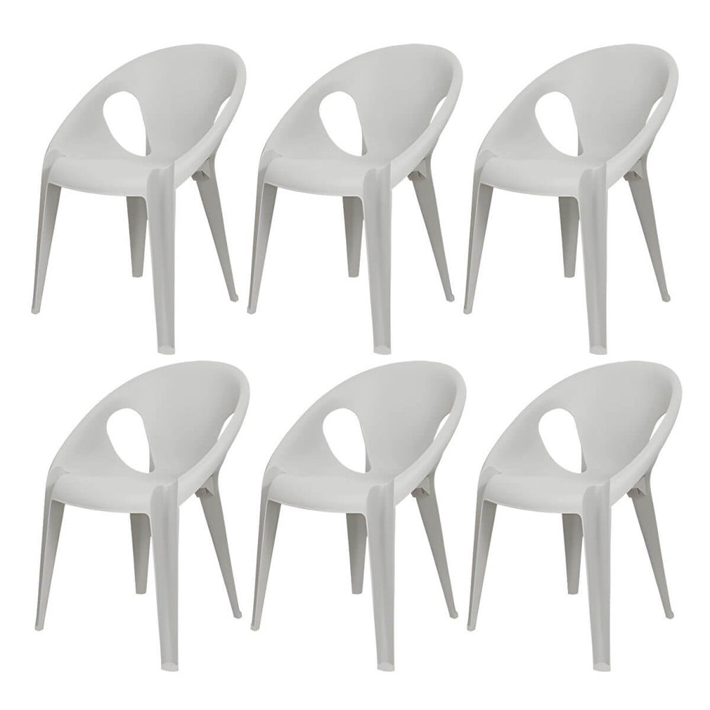 Stackable modern arm chair with open back made of plastic and acrylic for dining