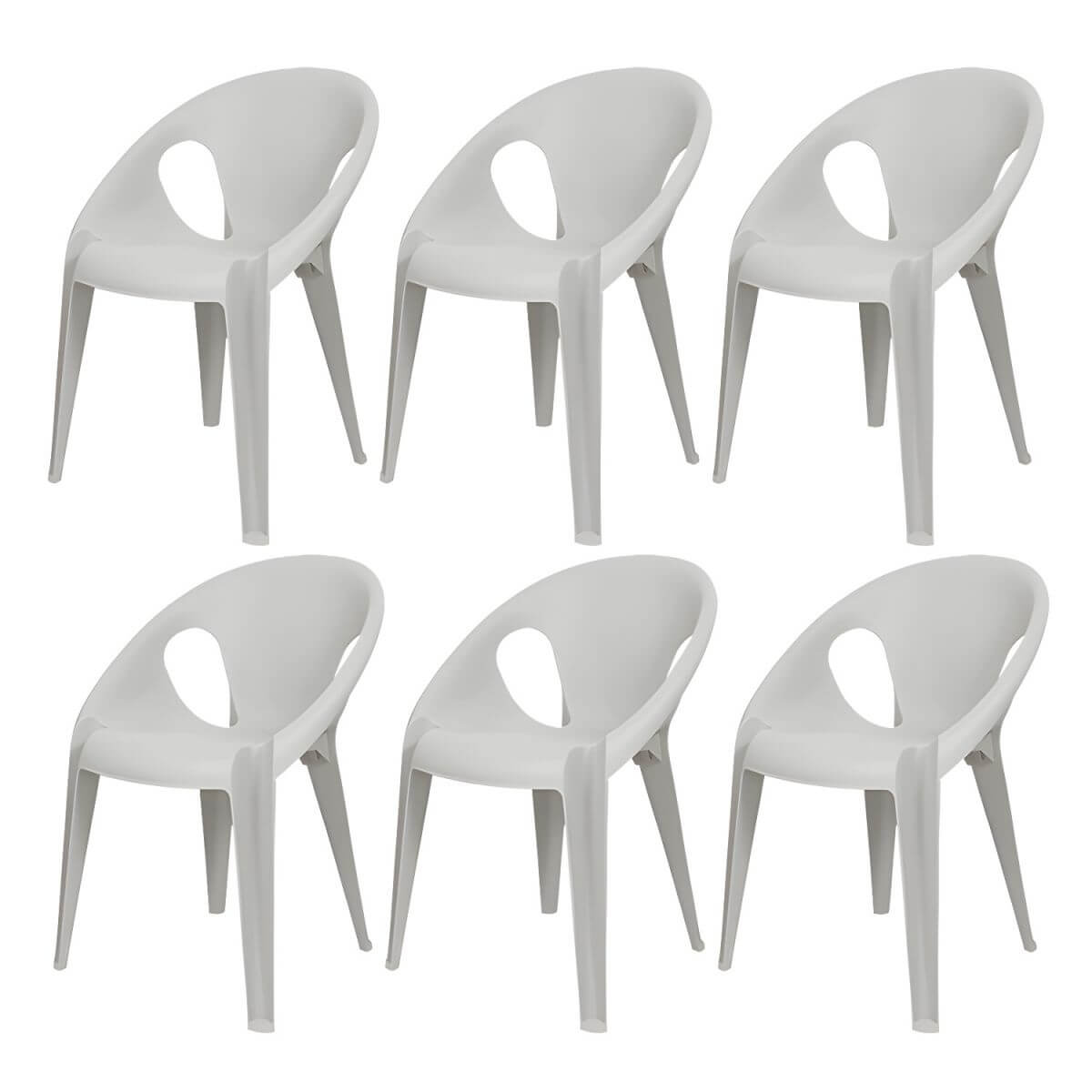 Stackable modern arm chair with open back made of plastic and acrylic for dining