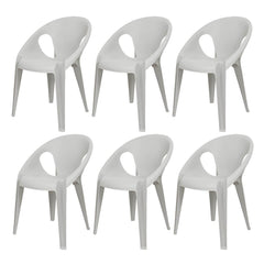 Stackable Modern Arm Chair with Open Back in Plastic & Acrylic Dining Chairs