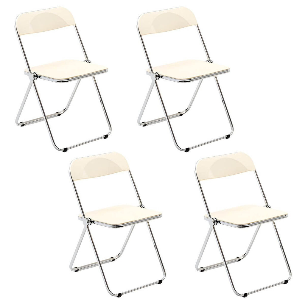 Scandinavian style dining chair with silver metal legs and plastic acrylic seat