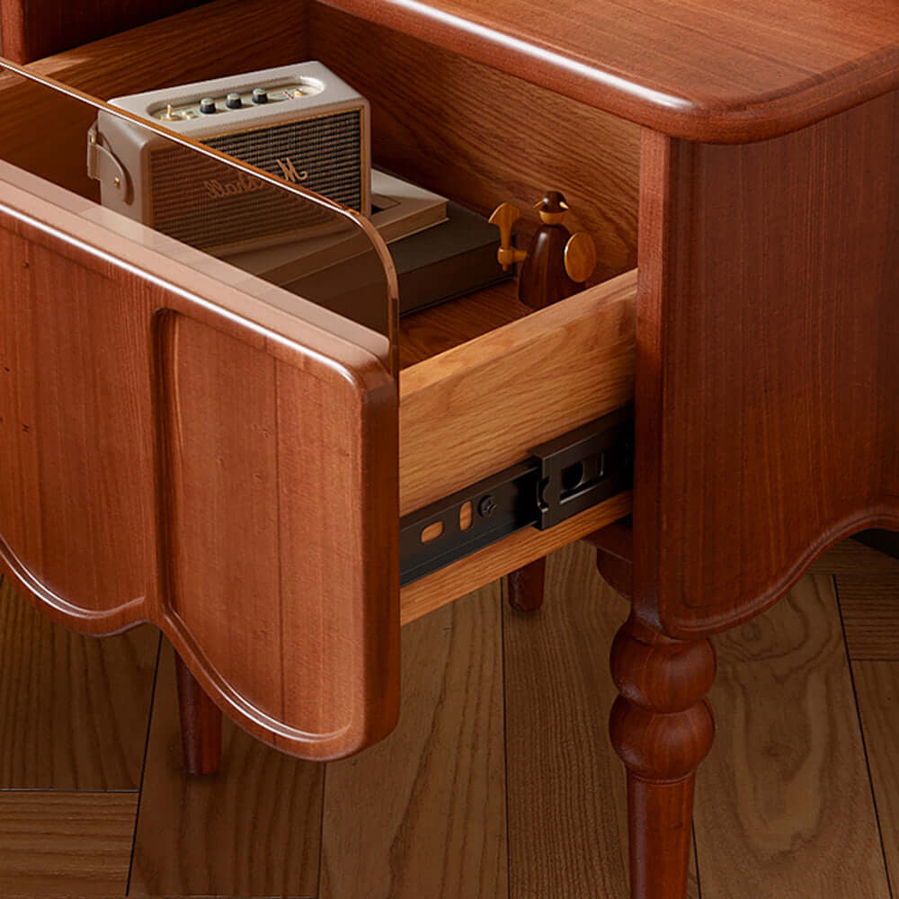 Solid wood bedside table with storage cabinet for bedroom organization