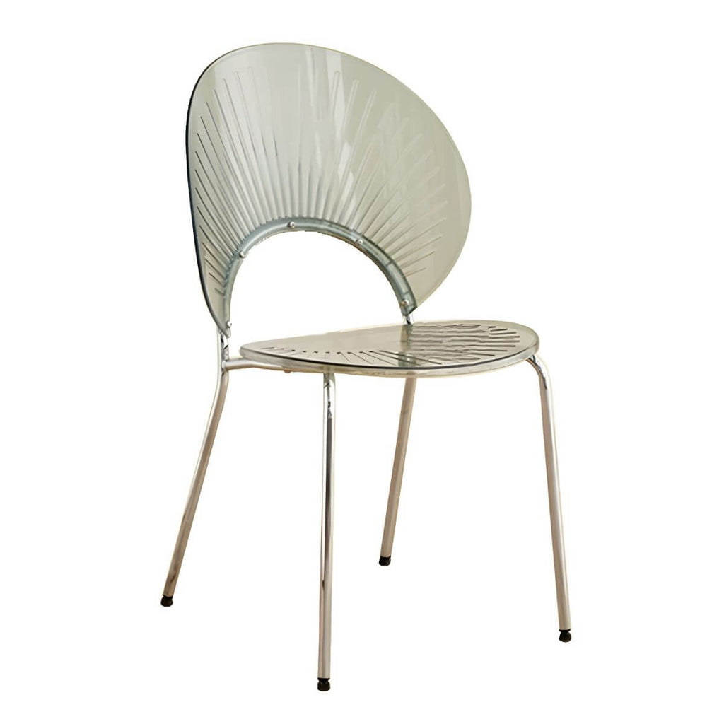 Scandinavian style stackable armless side chair made of plastic and acrylic for dining