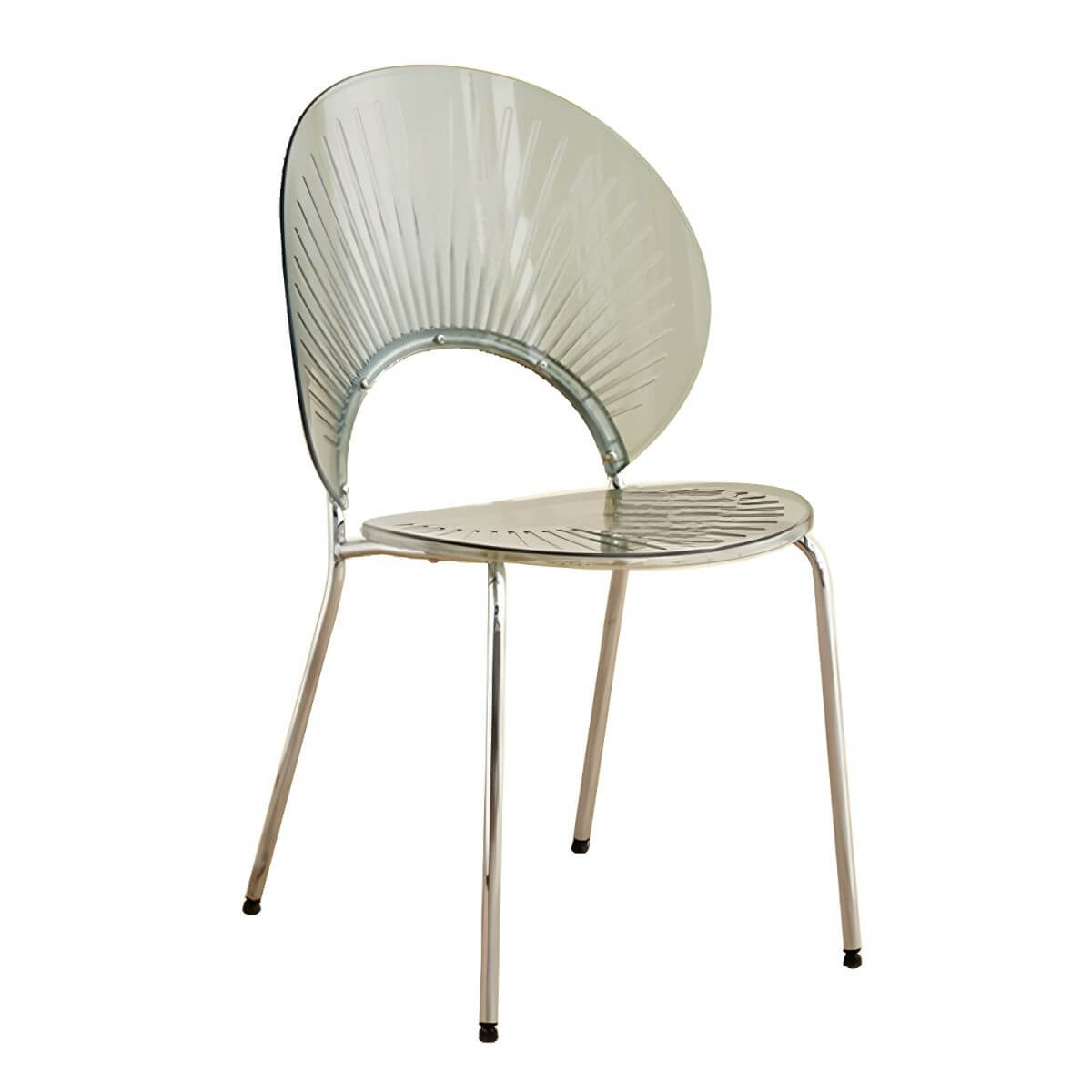 Scandinavian style stackable armless side chair made of plastic and acrylic for dining