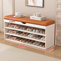 Simplistic Modern Design Shoe Bench with Comfortable Upholstered Seat and Space-Saving Storage