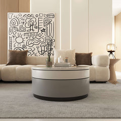Microcrystalline Stone Top Rotating Round Coffee Table