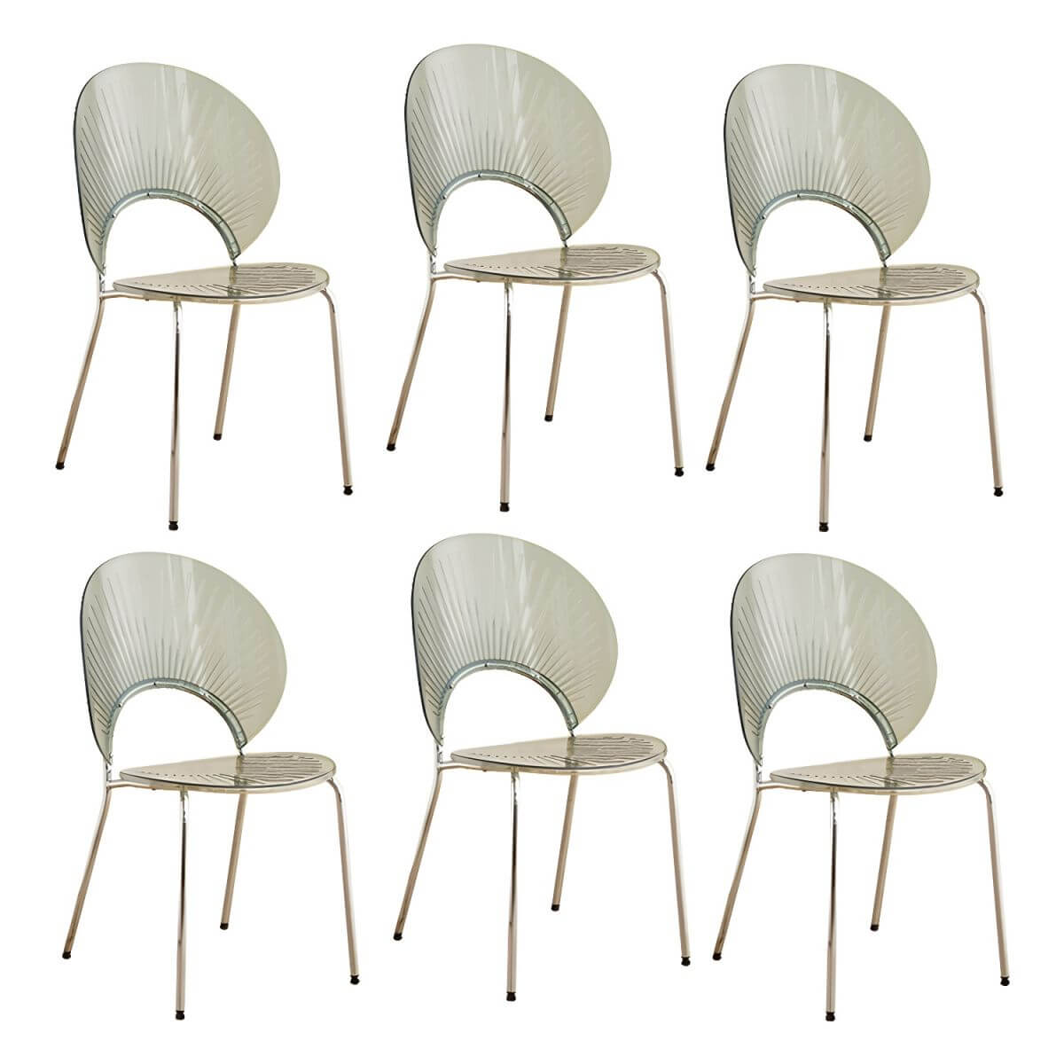 Scandinavian style stackable armless side chair made of plastic and acrylic for dining