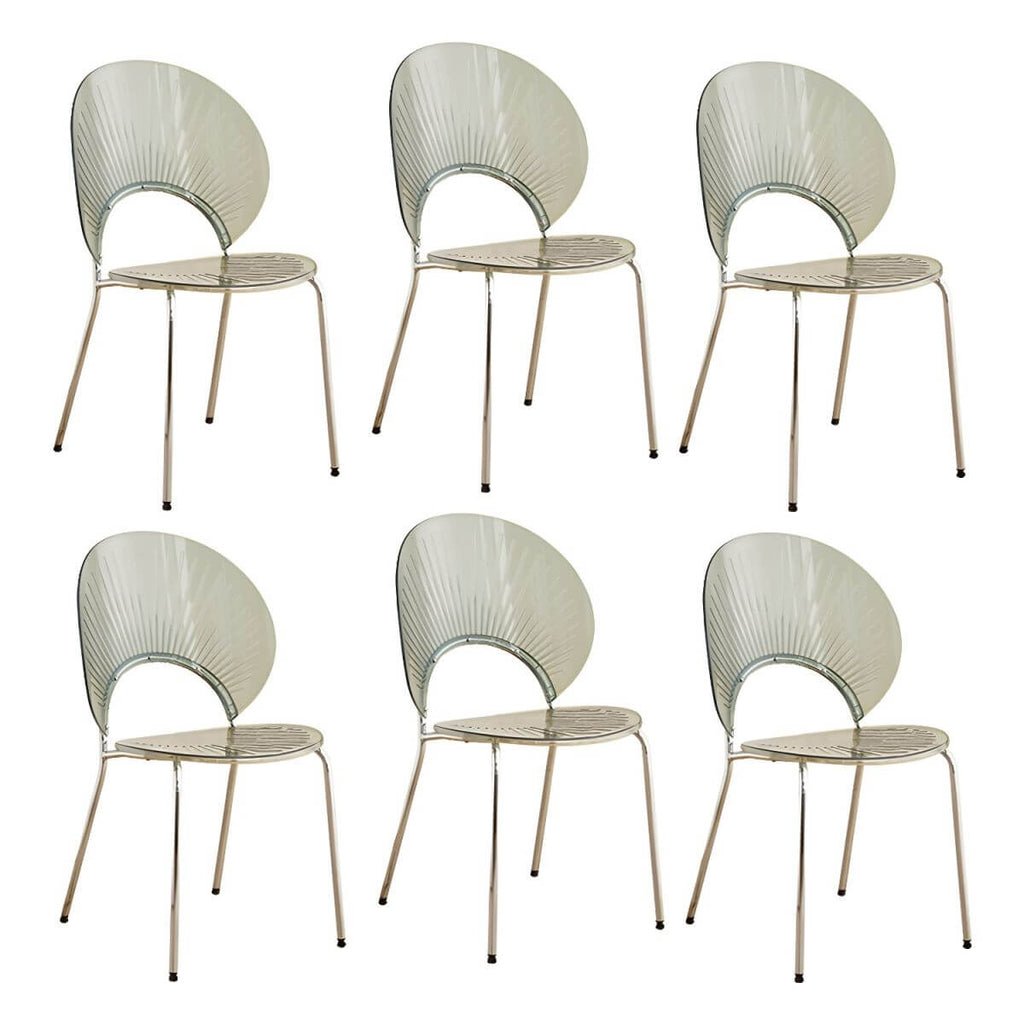 Scandinavian style stackable armless side chair made of plastic and acrylic for dining