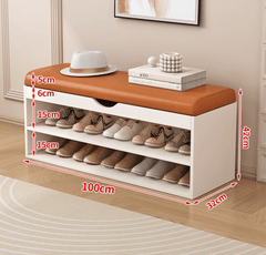 Simplistic Modern Design Shoe Bench with Comfortable Upholstered Seat and Space-Saving Storage