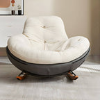 Button-tufted upholstered wooden rocking accent chair with black legs