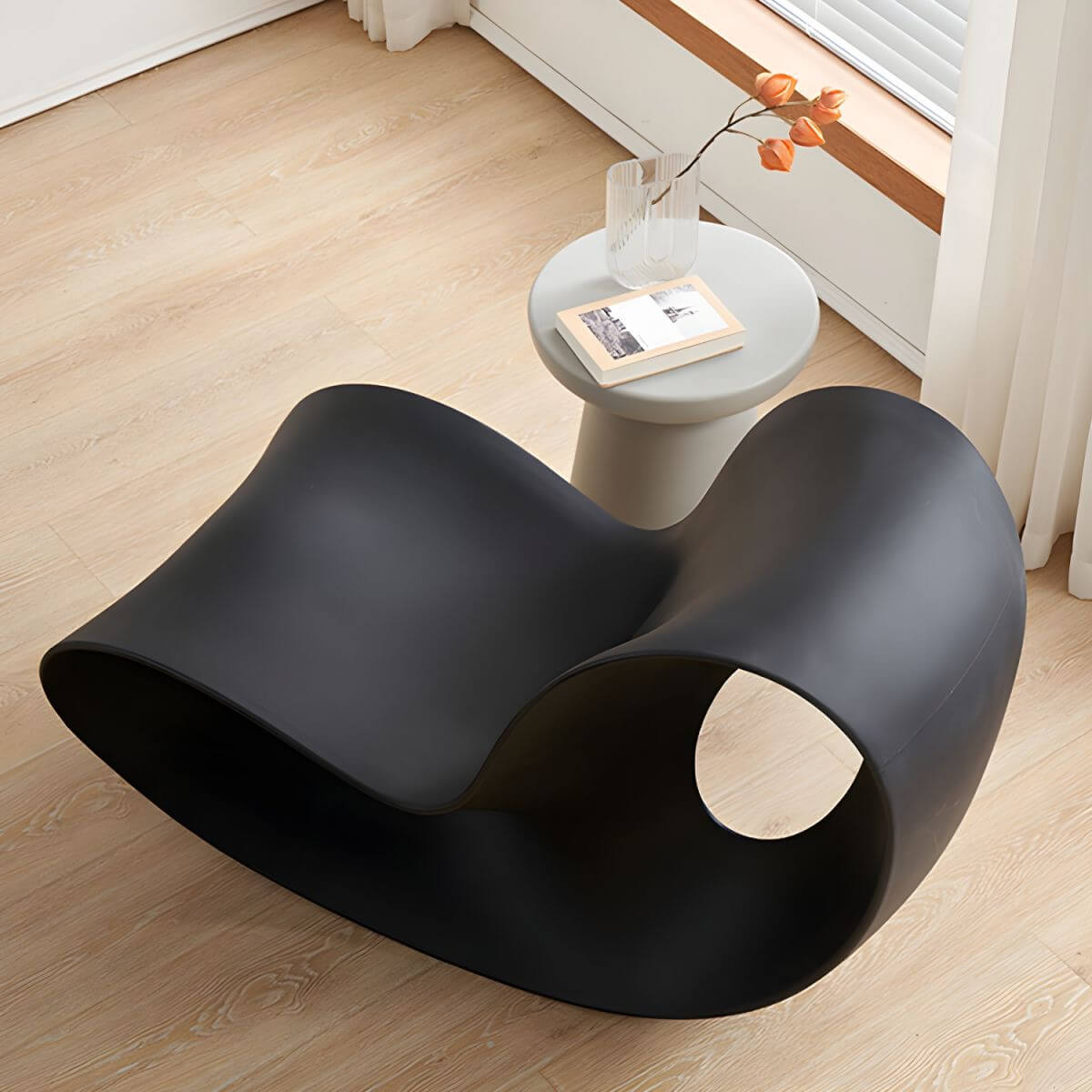 Mecedora contemporánea Silla mecedora acrílica de color sólido sin reposabrazos Mecedoras Imagen secundaria del producto